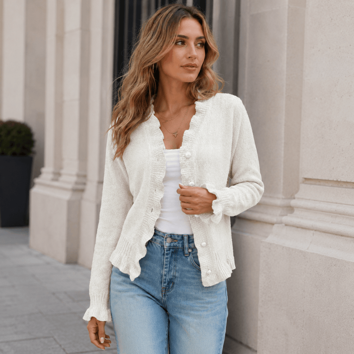 Hanifa - Elegante Cárdigan De Punto Con Botones